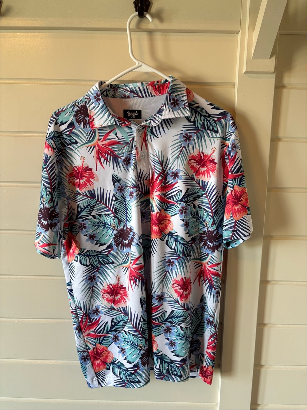 Mens Waggle Collared Golf Hawiian Palm Polo